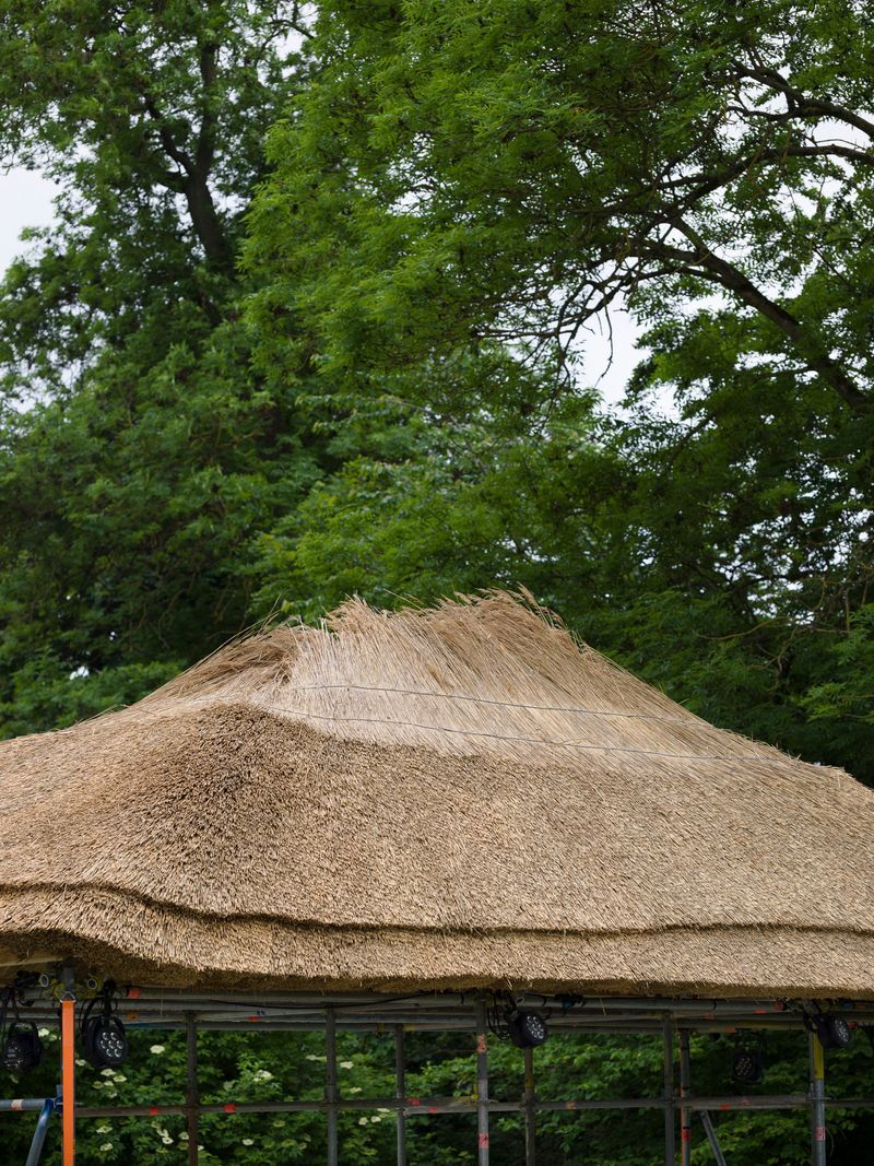 Hay roofed pavillions